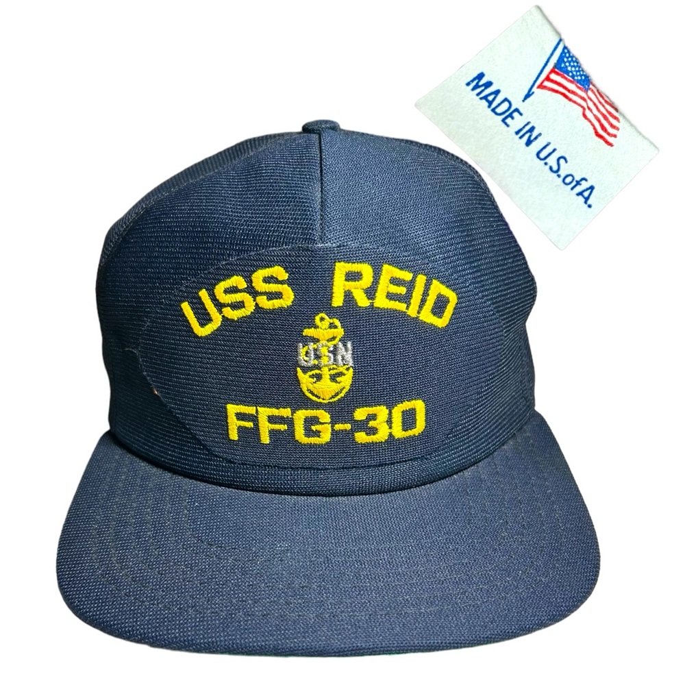 Vtg Navy UNITED STATES SHIP REID SnapBack Hat